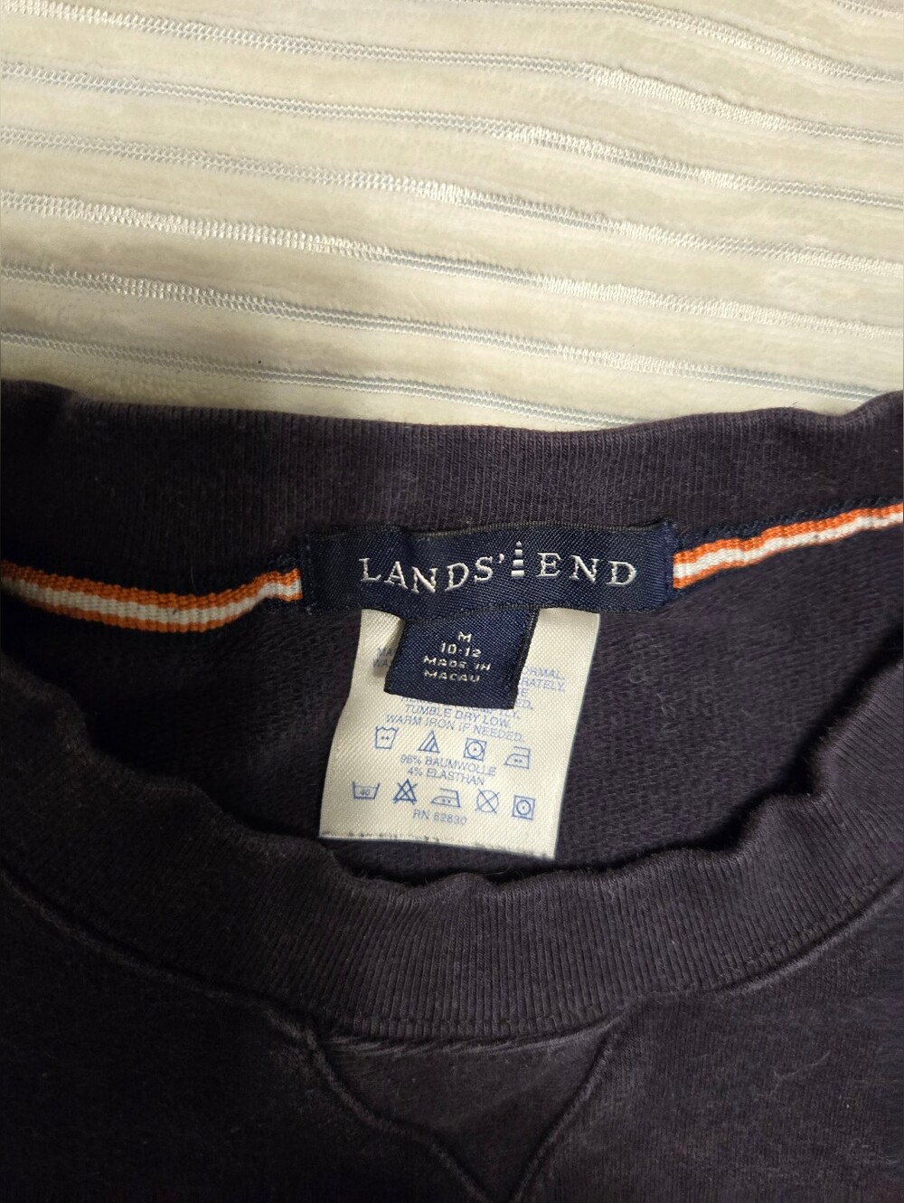 Lands' End Navy Sweatshirt with Orange Trim